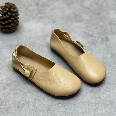 Women Retro Mimalist Soft Leather Flat Casual Shoes