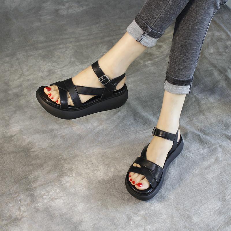 Women Summer Fashion Platform Leather Sandals – Babakud