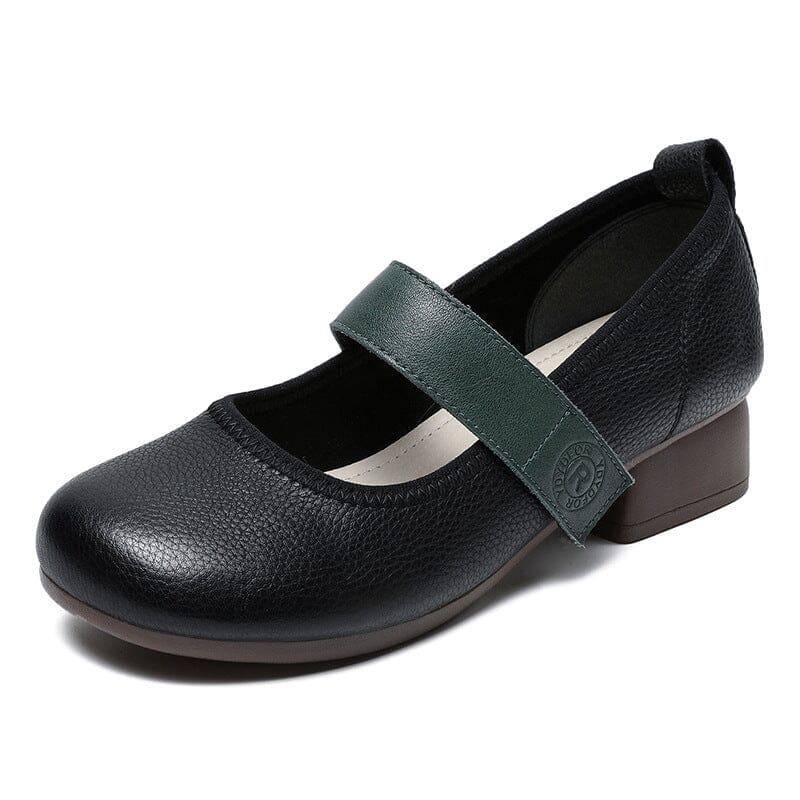 Women Summer Retro Leather Velcro Tape Casual Shoes