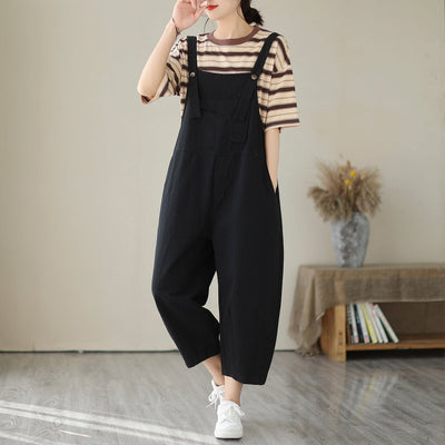 Women Summer Solid Loose Casual Jumpsuit